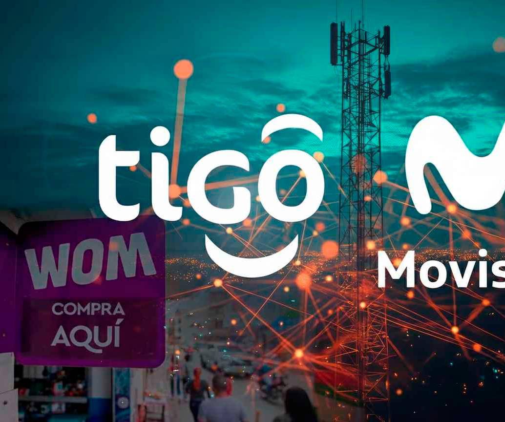 De aprobarse la integración sin condiciones, Claro y Tigo–Movistar controlarían más del 90% del mercado, según WOM. FOTO: EL COLOMBIANO Y CREACIÓN CON IA 