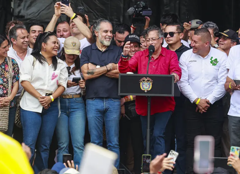 Marcha del 1° de Mayo con la visita del Presidente Gustavo Petro a Medellín. Foto: Manuel Saldarriaga Quintero.