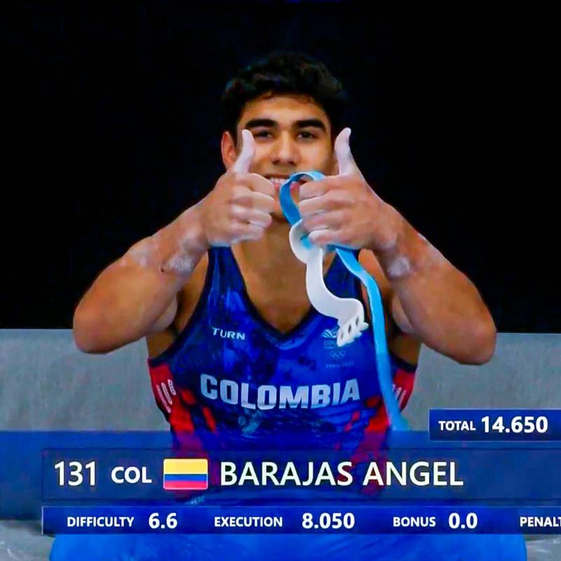 Ángel Barajas estuvo a una décima de obtener el oro en Hungría. FOTO: Tomada de redes @maple_maple555