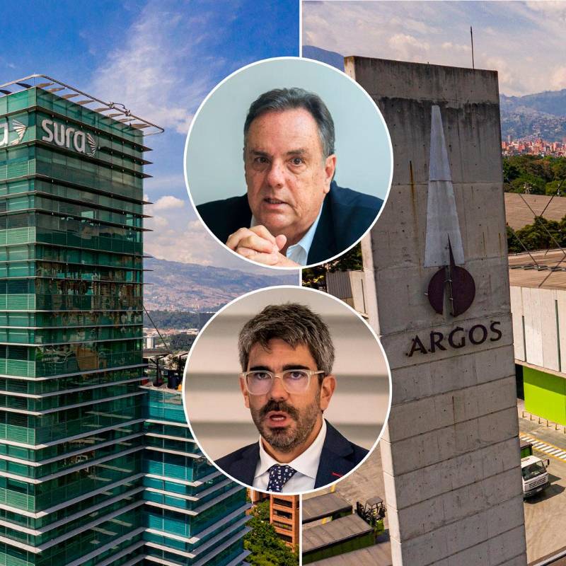 La consolidación de Argos, que preside Jorge Mario Velásquez (arriba), en grupo de infraestructura, y de Sura, que lidera Ricardo Jaramillo, en servicios financieros, se siente en el mercado. FOTOS EL COLOMBIANO