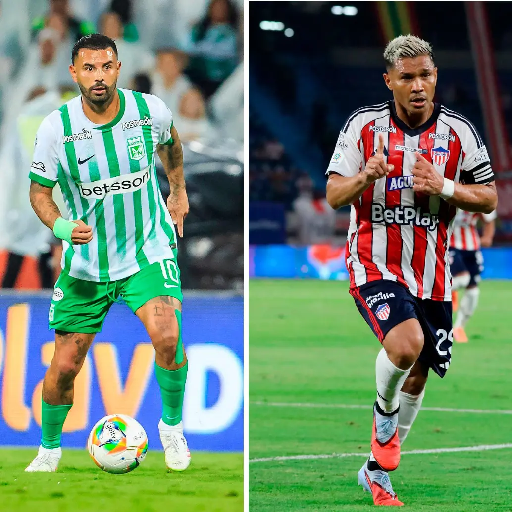 Edwin Cardona puede ganarle una segunda final a Junior tras haberlo vencido en 2014. Por su parte, Teófilo Gutiérrez quiere ganar su séptimo título con el equipo tiburón. FOTO Camilo Suárez y Colprensa