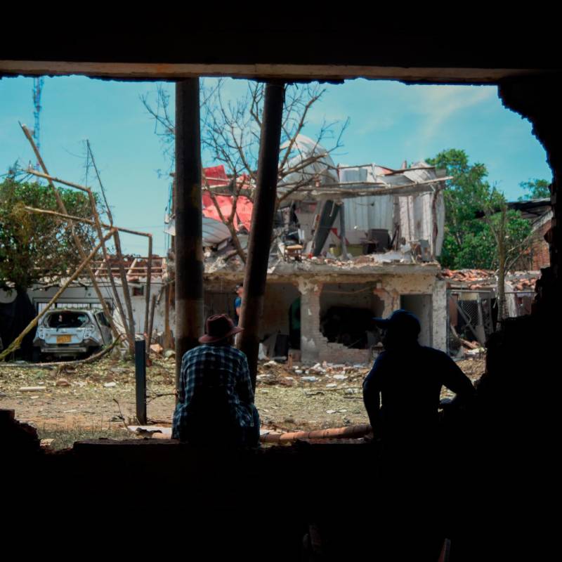 La explosión de un carro bomba en Jamundí, Valle del Cauca, dejó este viernes 10 heridos y 15 casas afectadas. FOTO GETTY