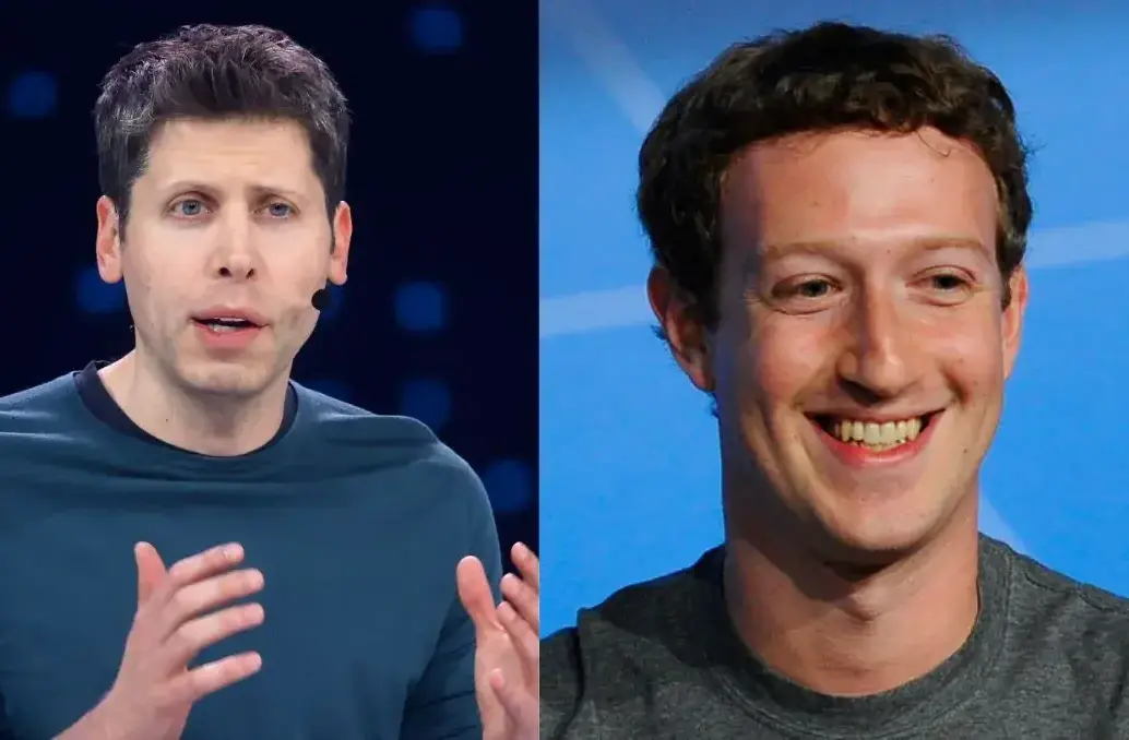Sam Altman, CEO de OpenAI; y Mark Zuckerberg, CEO de Meta, participan personalmente en la cacería de talento. FOTO: Tomada de mashable.