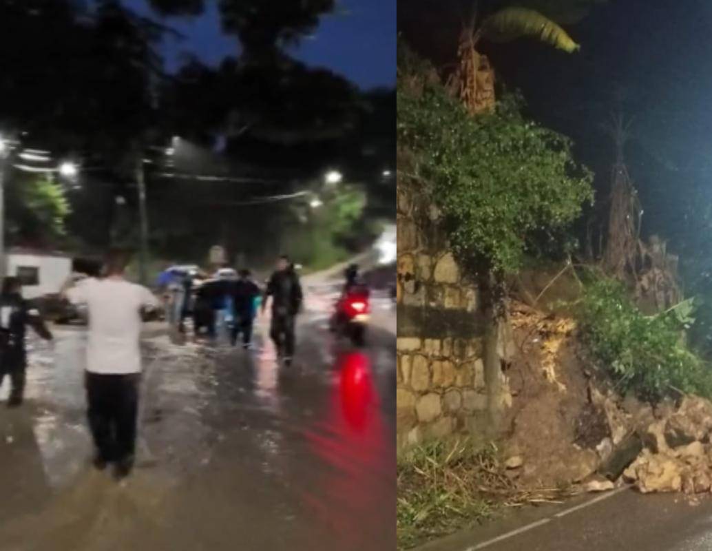 La emergencia se presentó en el sector Puente Roto, donde la creciente de una quebrada arrastró un vehículo tras las intensas lluvias en La Mesa, Cundinamarca. FOTO: captura de pantalla. 