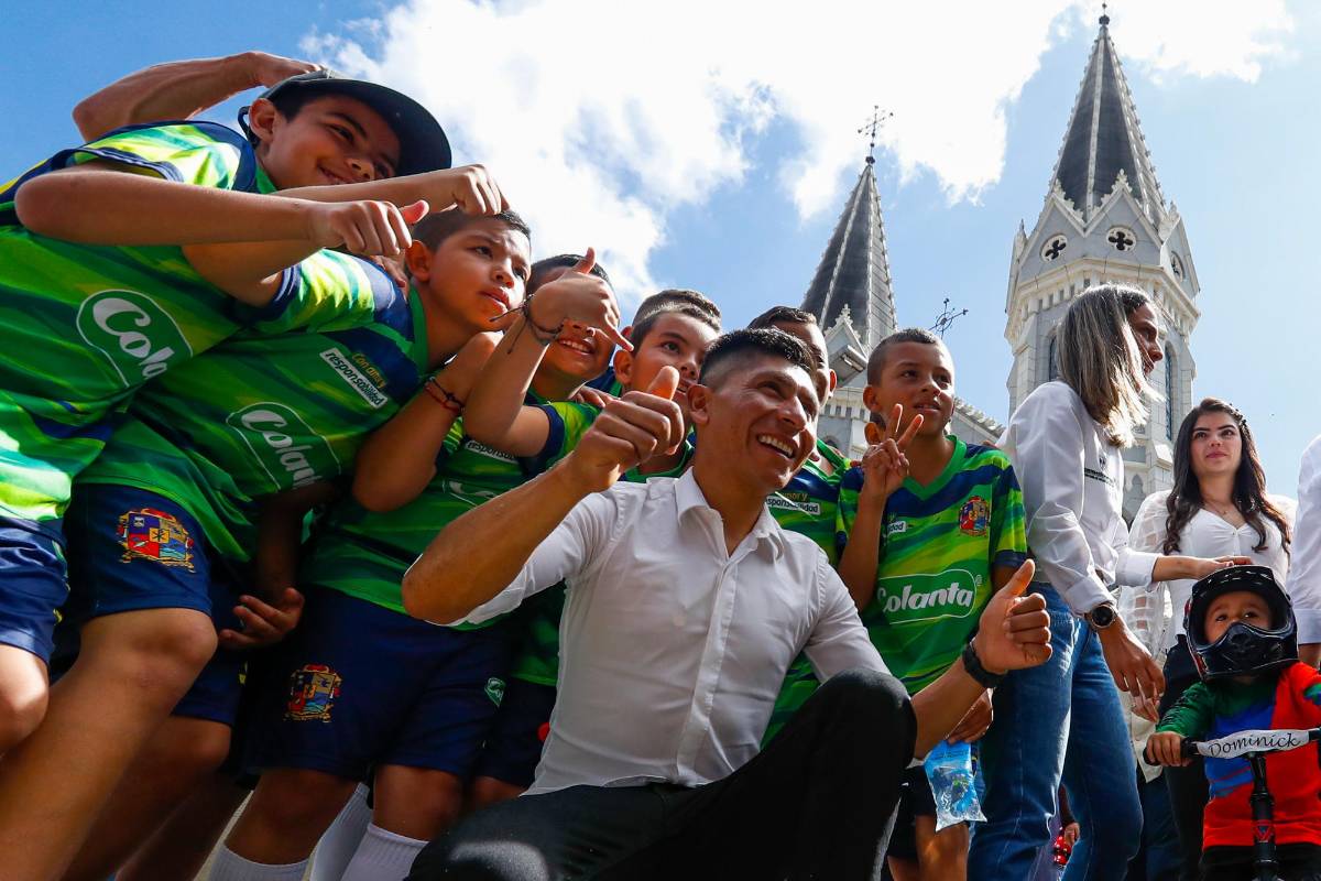 El ciclista está en Antioquia lanzando su Gran Fondo, evento deportivo que se realizará el próximo 20 de noviembre. Foto: Manuel Saldarriaga Quintero.