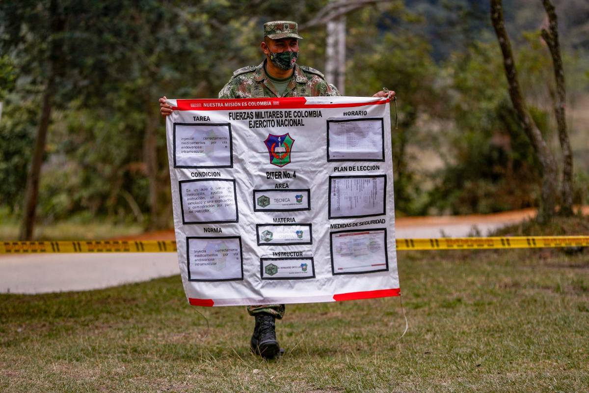 Estas capacitaciones se realizan en el Batallón de entrenamiento ( Biter 4) de Yarumal. Foto: Manuel Saldarriaga Quintero
