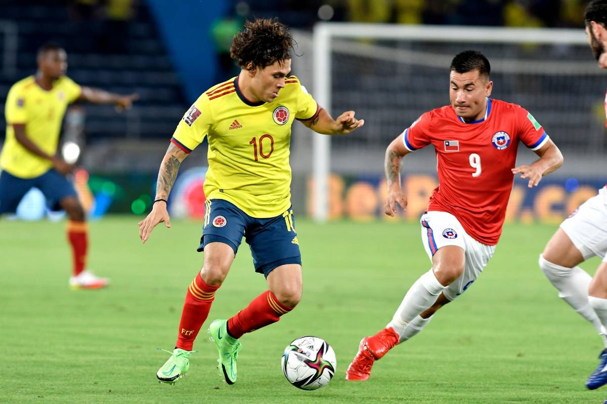 Con gol anulado por fuera de lugar Juan Fernando Quintero le puso el picante a lo que seria el triunfo 3-1 frente a Chile. Foto: Getty