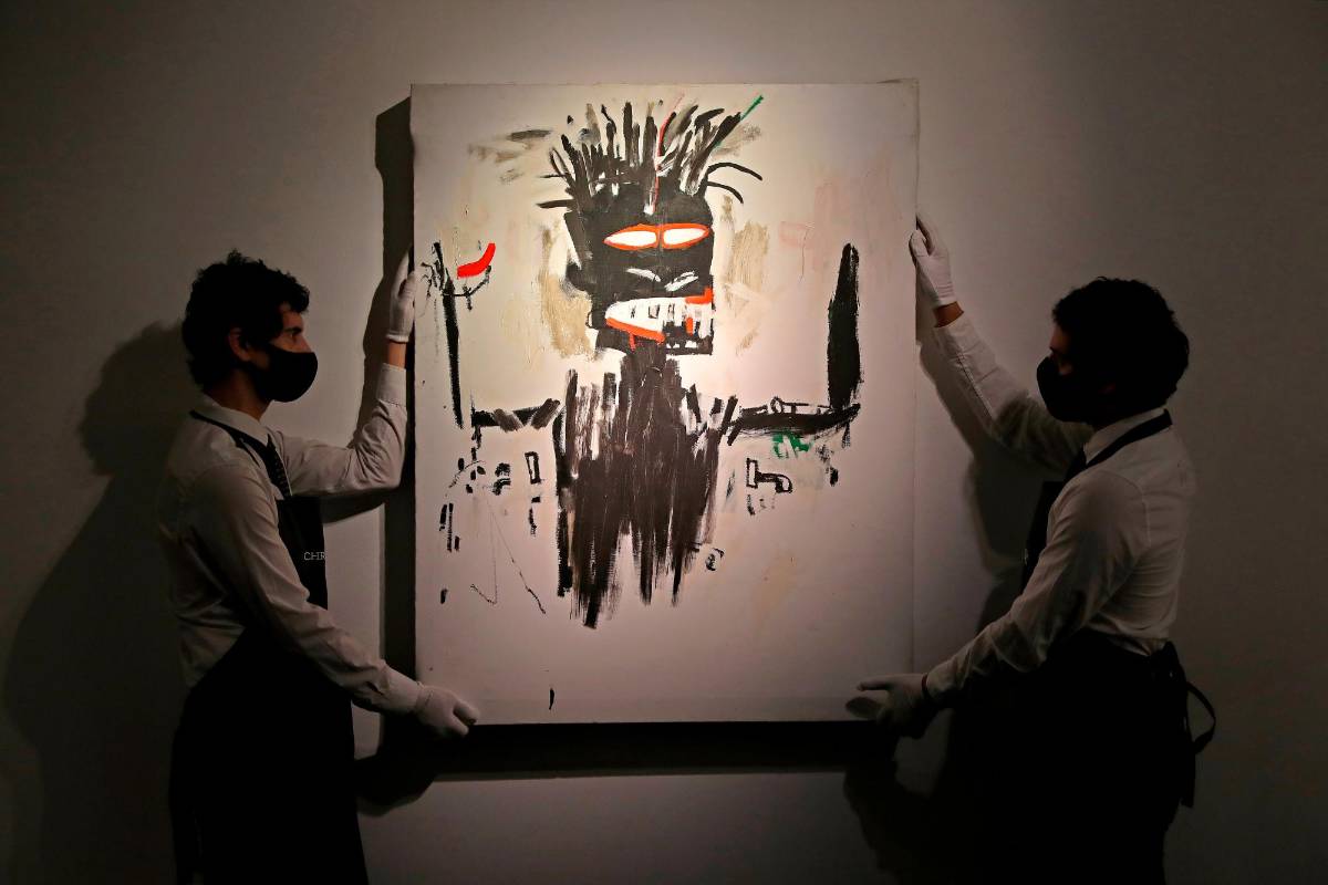 La obra histórica WARRIOR (Todos somos guerreros) de Jean-Michel Basquiat se venderá en un solo lote. Fotos Getty