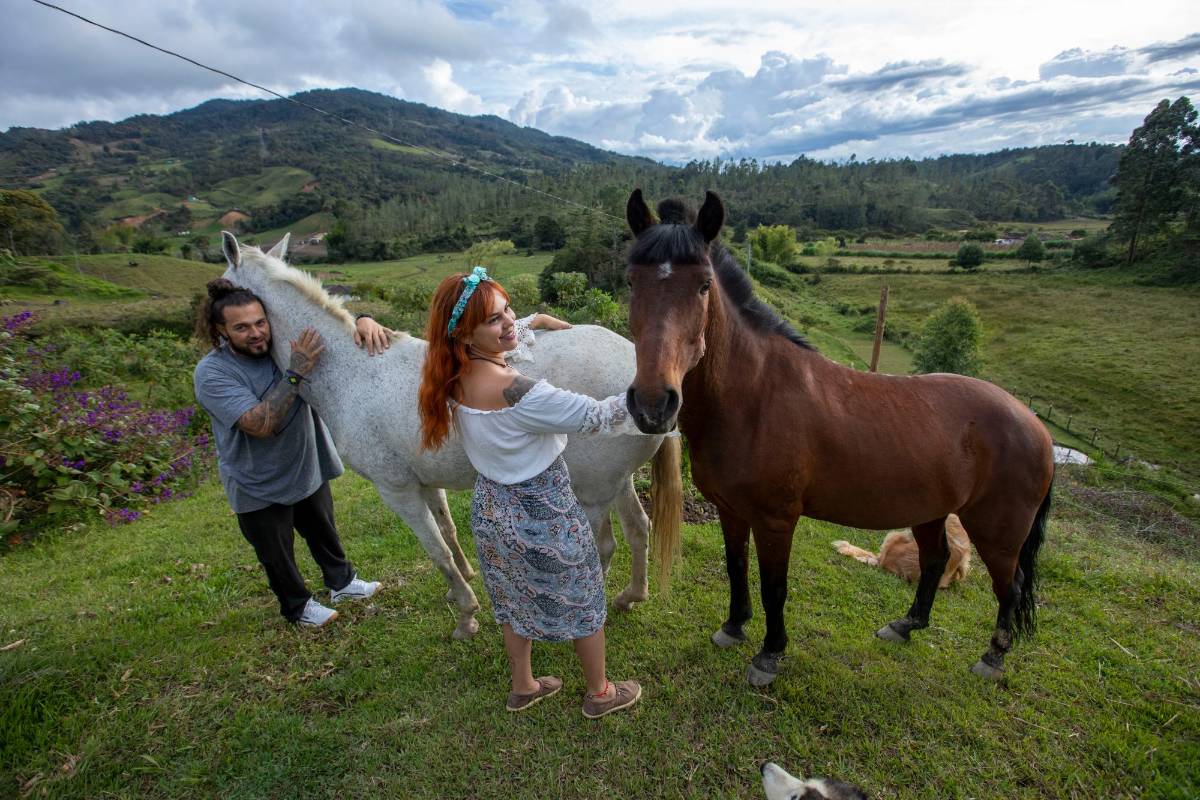 Andrés González y Liseth Bustamante son los encargados de hacer que los días de este par de equinos sea la mas confortable posible Foto: Edwin Bustamante