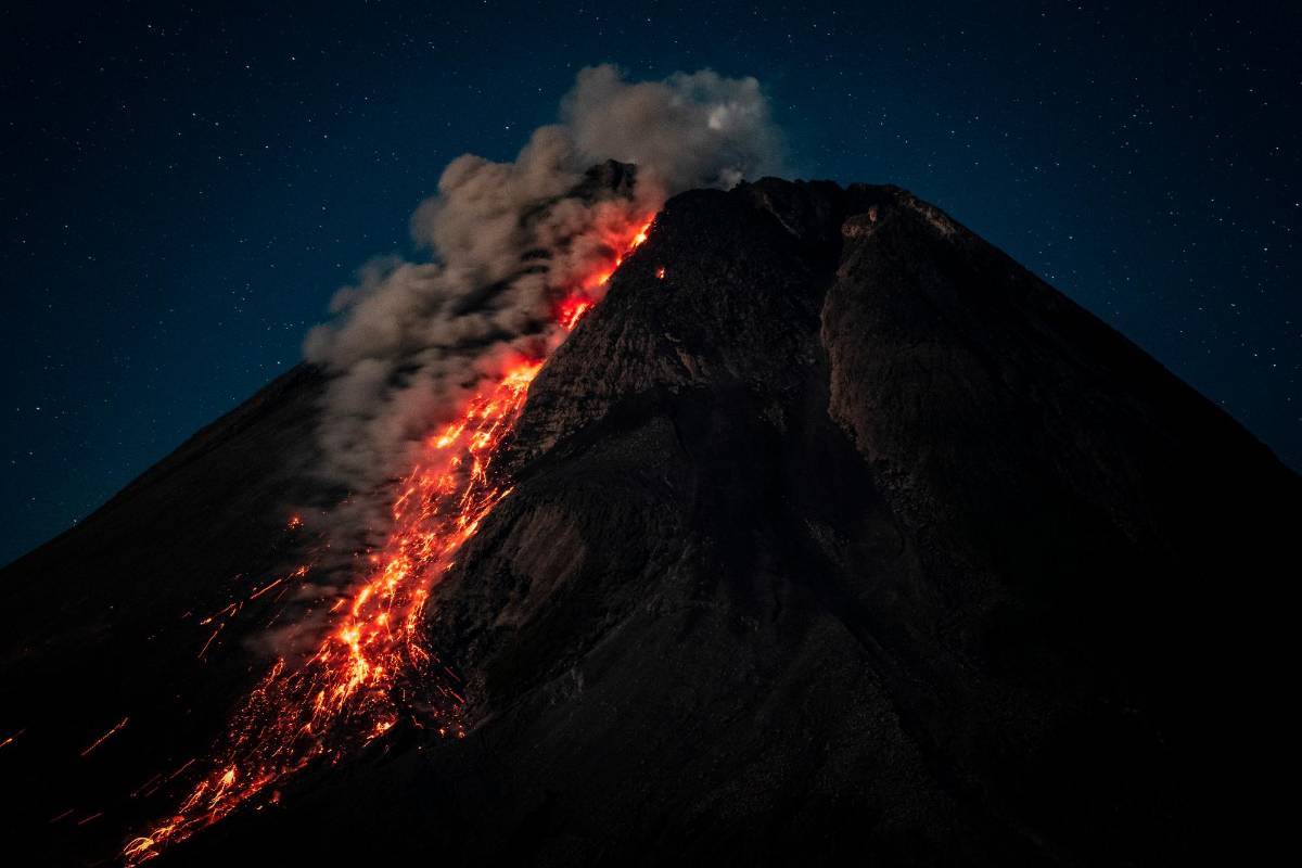 Cerca de 800 hectáreas de superficie son las afectadas por la lava y los otros productos en La Palma. Foto Getty