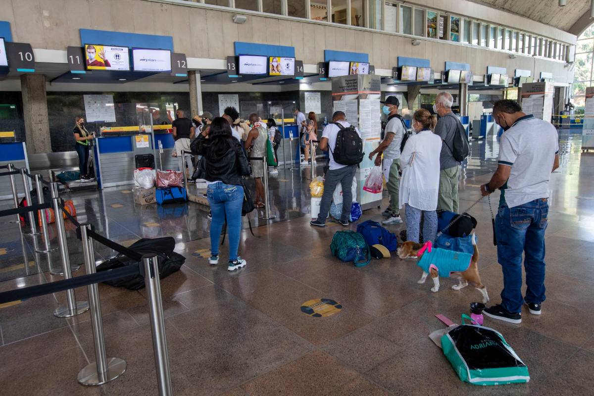 El aeropuerto Olaya Herrera reportó mucho movimiento de viajeros en las primeras horas de este jueves. Foto : Edwin Bustamante