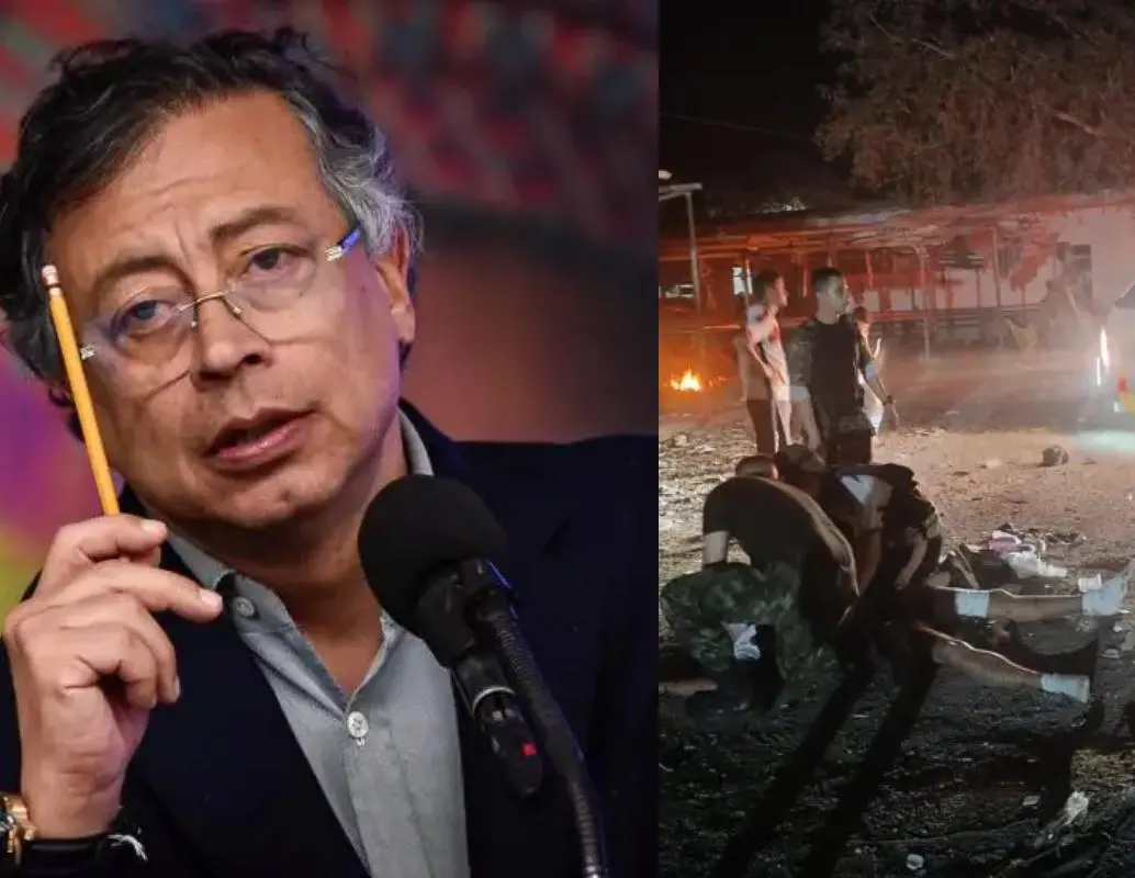 Petro anunció la compra urgente drones tras el atentado ocurrido en Aguachica, Cesar, durante la noche del jueves 18 de diciembre. FOTO: Colprensa / redes sociales. 