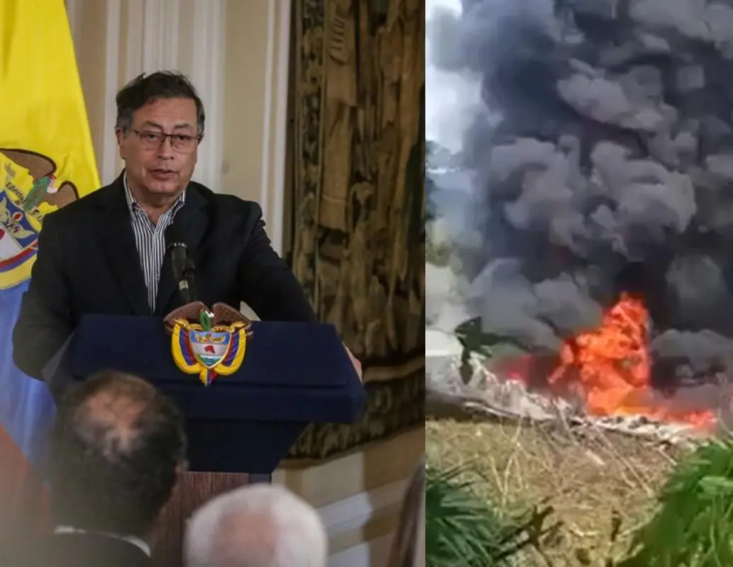 Gustavo Petro reaccionó al accidente del avión militar en Putumayo y pidió acelerar la modernización de las Fuerzas Armadas. FOTO: Colprensa, captura de video. 