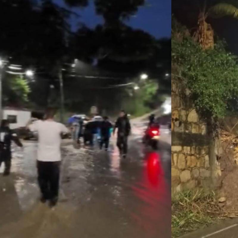 La emergencia se presentó en el sector Puente Roto, donde la creciente de una quebrada arrastró un vehículo tras las intensas lluvias en La Mesa, Cundinamarca. FOTO: captura de pantalla. 