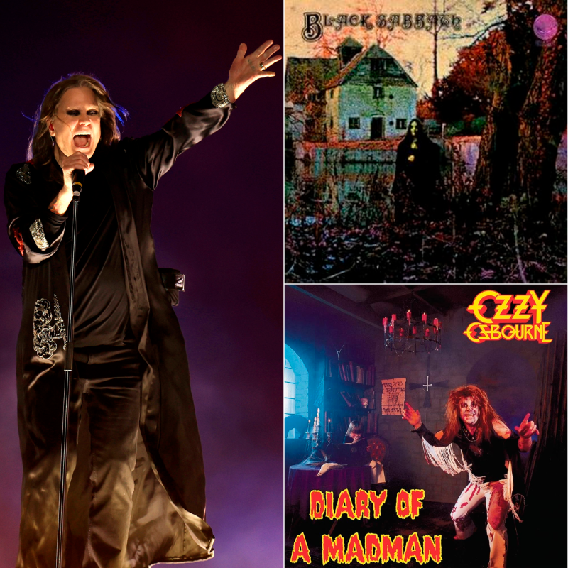 Ozzy Osbourne y algunos de sus álbumes. FOTOS Getty y cortesía