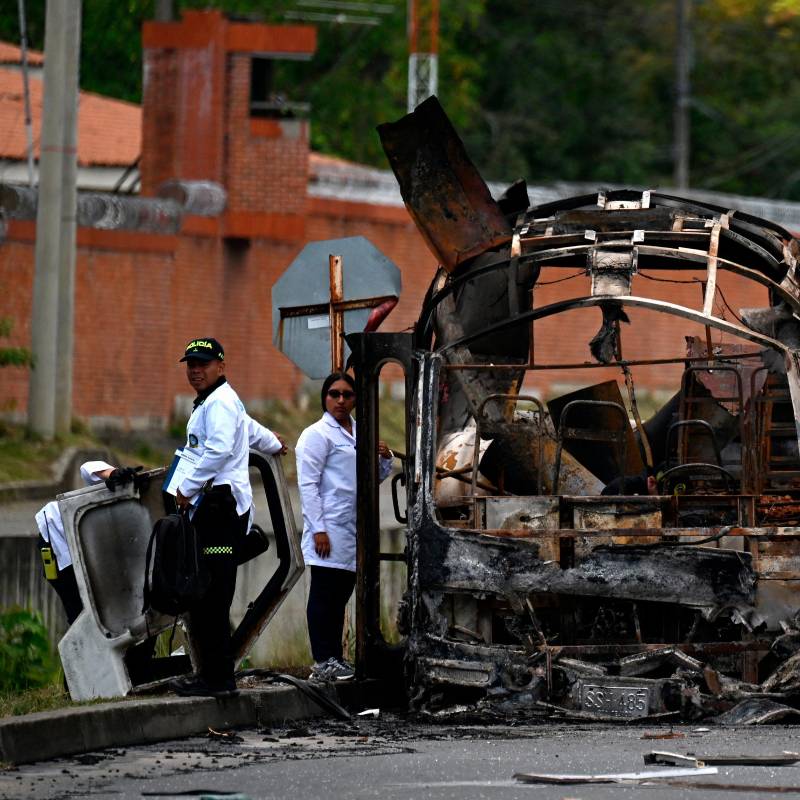 Atentado con cilindros bomba en Cali este 24 de abril de 2026. Foto: GETTY
