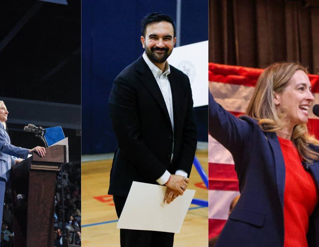 Abigail Spanberger, Zohran Mamdani y Mikie Sherrill, las grandes sorpresas demócratas que ganaron las elecciones locales en Estados Unidos. FOTO: @SpanbergerForVA, @MikieSherrill vía X, AFP.