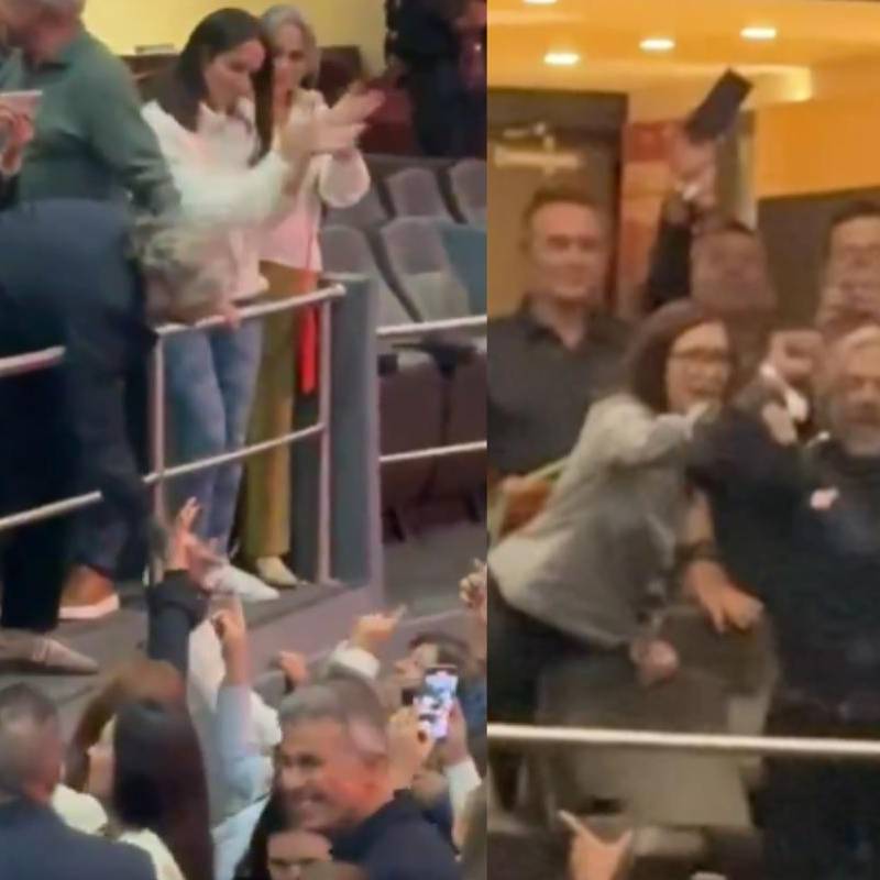 Asistentes al concierto de Miguel Bosé corearon “¡vice, vice!” al reconocer entre el público al concejal de Bogotá Juan Daniel Oviedo en el Movistar Arena Bogotá. FOTO: captura de video. 