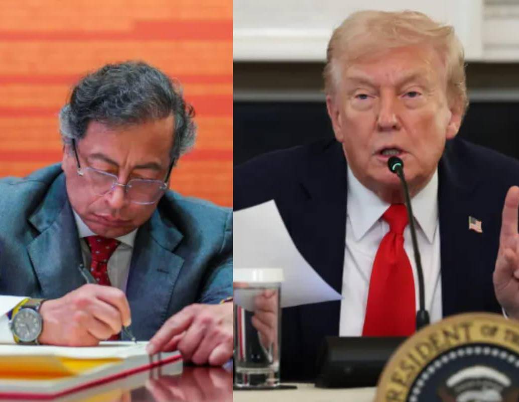 El presidente Gustavo Petro respondió a las acusaciones del presidente de Estados Unidos, Donald Trump tras acusarlo de promover el narcotráfico en Colombia. FOTO: presidencia, AFP. 