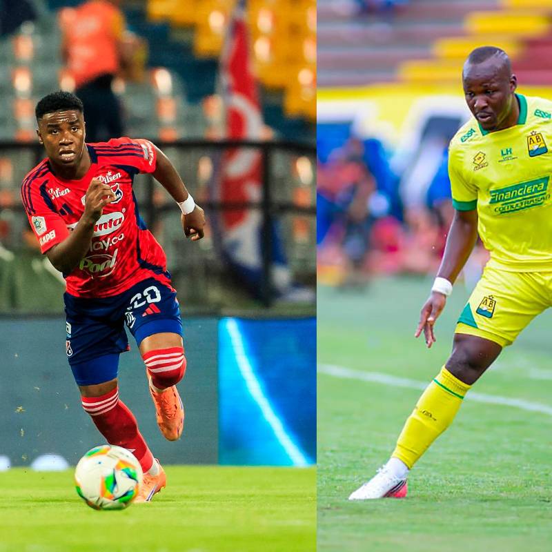 Jhon Edwin Montaño es el goleador del DIM en el Clausura. Émerson Batalla, exjugador del cuadro rojo, es el de los leopardos. Foto: Camilo Suárez y Colprensa 