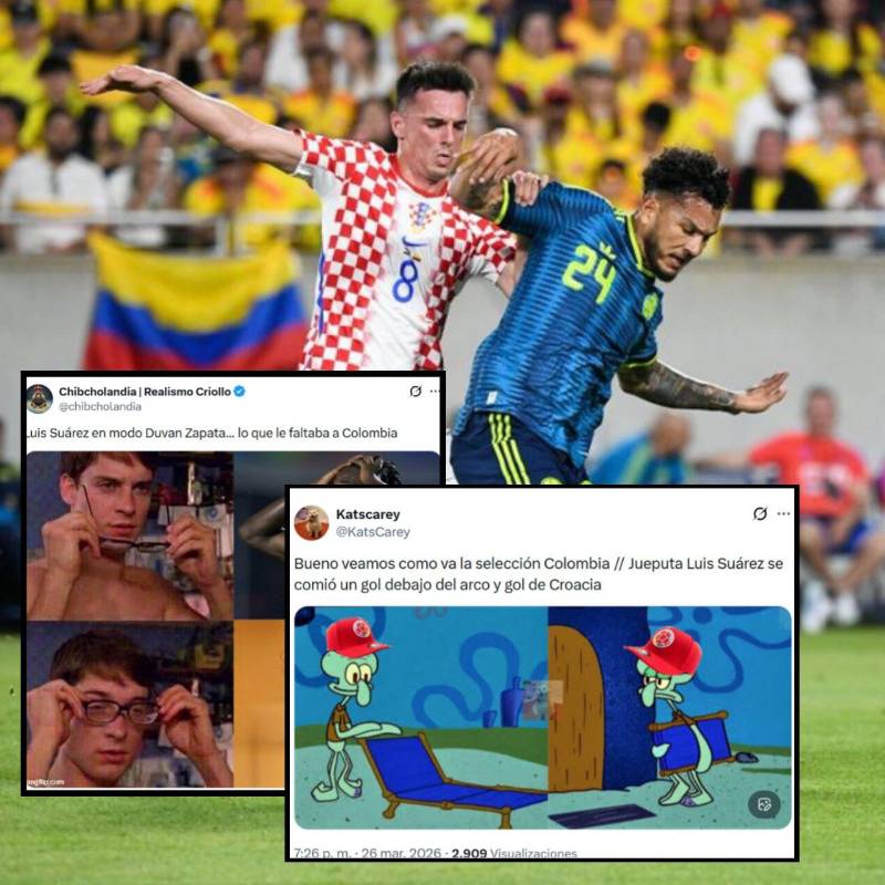 La Selección Colombia perdió 2-1 ante Croacia. El encuentro dejó divertidos memes en las redes. Foto: Getty Images y capturas de X
