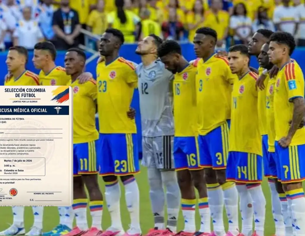 Los memes sobre una supuesta “incapacidad médica” para ver el partido de Colombia contra Suiza se tomaron las redes sociales antes del encuentro del Mundial 2026. FOTO: Juan Antonio Sánchez, tomada de x @heavencita996.