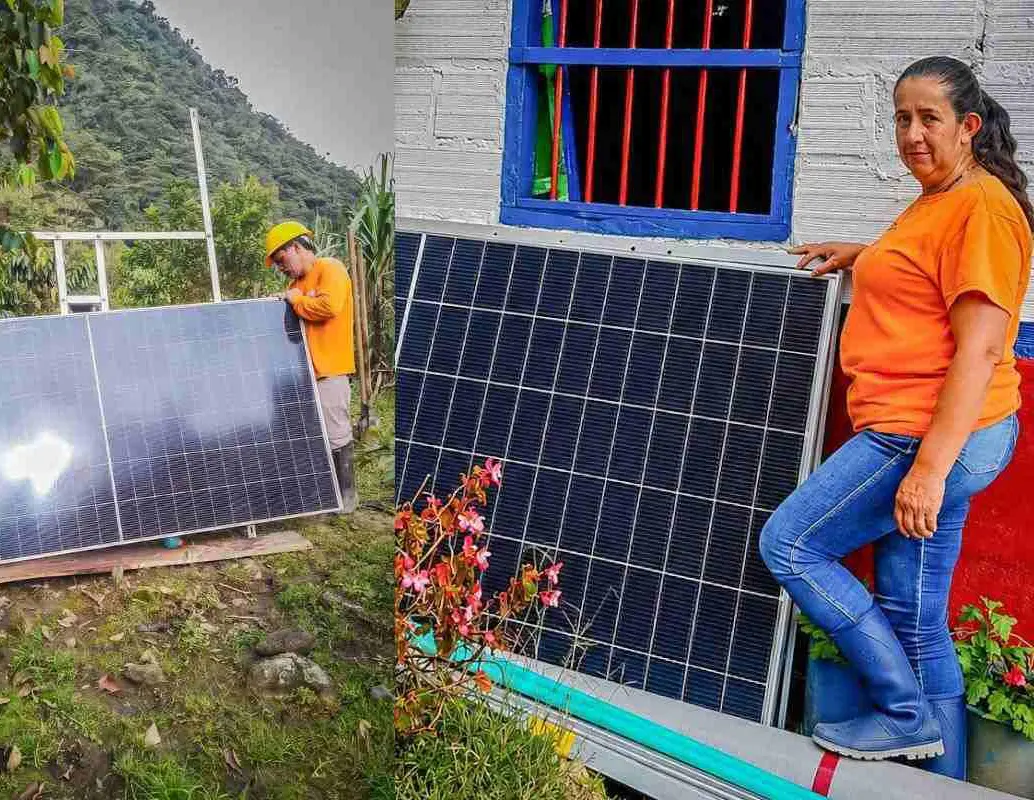 Instalación de los paneles solares en algnas de las veredas del municipio de Sonsón. FOTO: imagen tomada de redes.