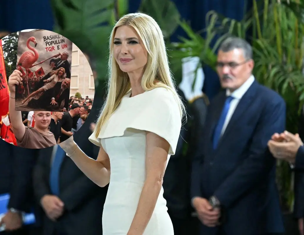 Manifestantes se congregaron en Tirana y otras localidades de Albania para rechazar un megaproyecto turístico vinculado a Ivanka Trump y Jared Kushner. FOTO: AFP.