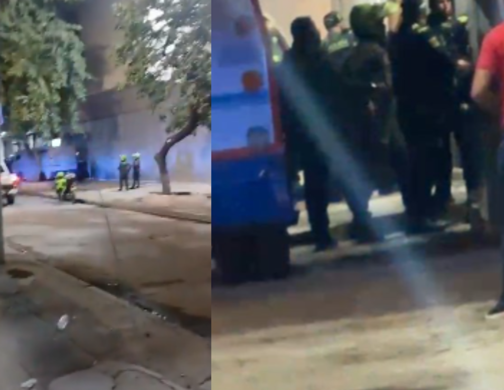 La Policía frustró un intento de robo en la sede del Banco de la República en Santa Marta, a la que cuatro hombres ingresaron vestidos de personal de transporte de valores. FOTO: Captura de video redes sociales