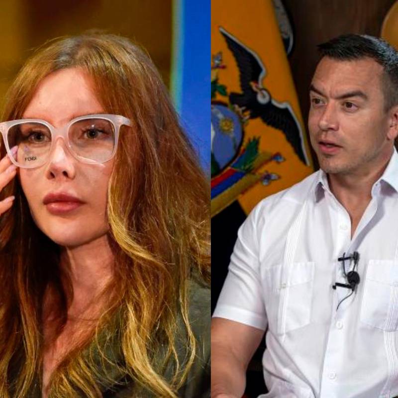 El Ministerio de Comercio anunció apoyo a empresarios ante el impacto de la medida. En la foto: en su izquierda Diana Marcela Morales Rojas, ministra de Comercio, Industria y Turismo. A su derecha: Daniel Noboa, presidente de Ecuador. FOTO: COLPRENSA