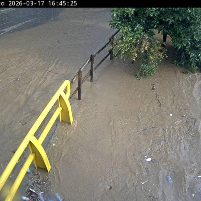 Entre las 3:30 de la tarde hasta las 5:00 aproximadamente la quebrada La Presidenta se salió de su cauce por las lluvias. Foto: DAGRD - Medellín