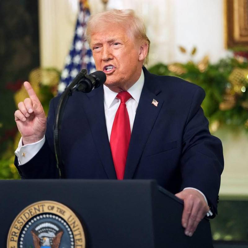 El presidente de Estados Unidos, Donald Trump, en la Sala de Recepción Diplomática de la Casa Blanca en Washington, DC. FOTO: AFP