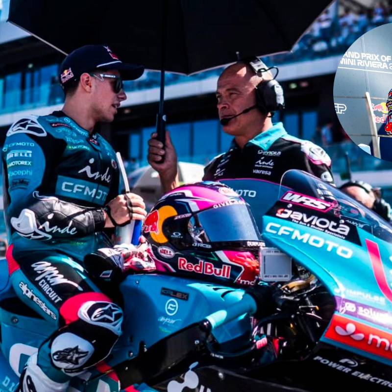 David Alonso volvió a remontar posiciones en una carrera de Moto2. Marc Márquez (círculo) es el nuevo líder de MotoGP. FOTOS: Instagram d.alonso80 y X Ducaticorse