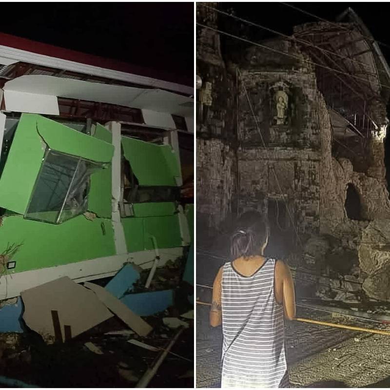 Algunas de las estructuras afectadas en el municipio de San Remigio, en el norte de la isla de Cebú, donde se registraron las perdidas humanas. FOTO: Tomada de redes sociales @sputnik_TR