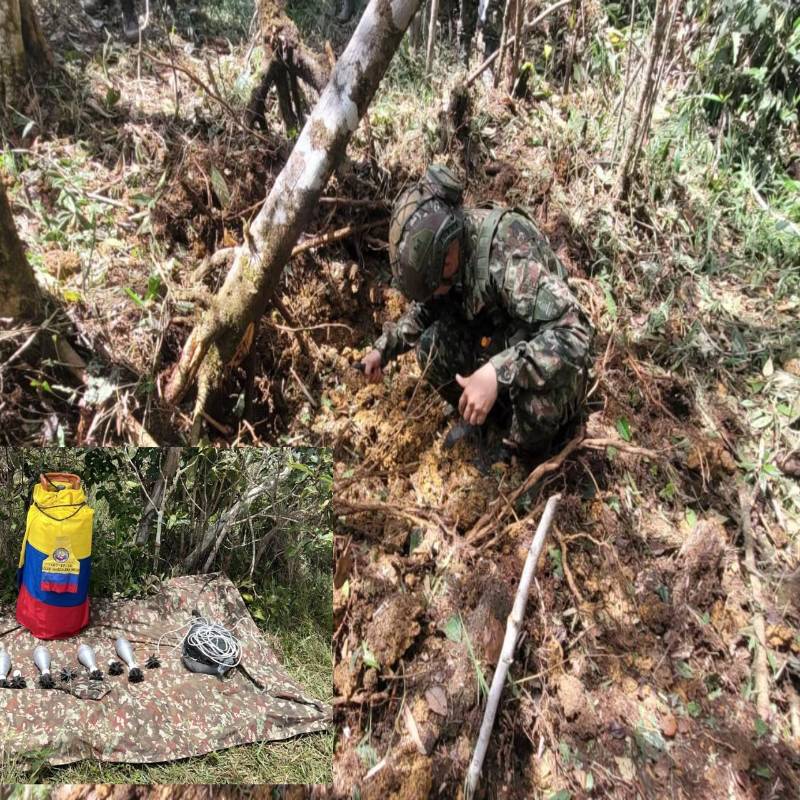 Soldados del Ejército realizan la desactivación de los peligrosos explosivos. FOTO: Cortesía