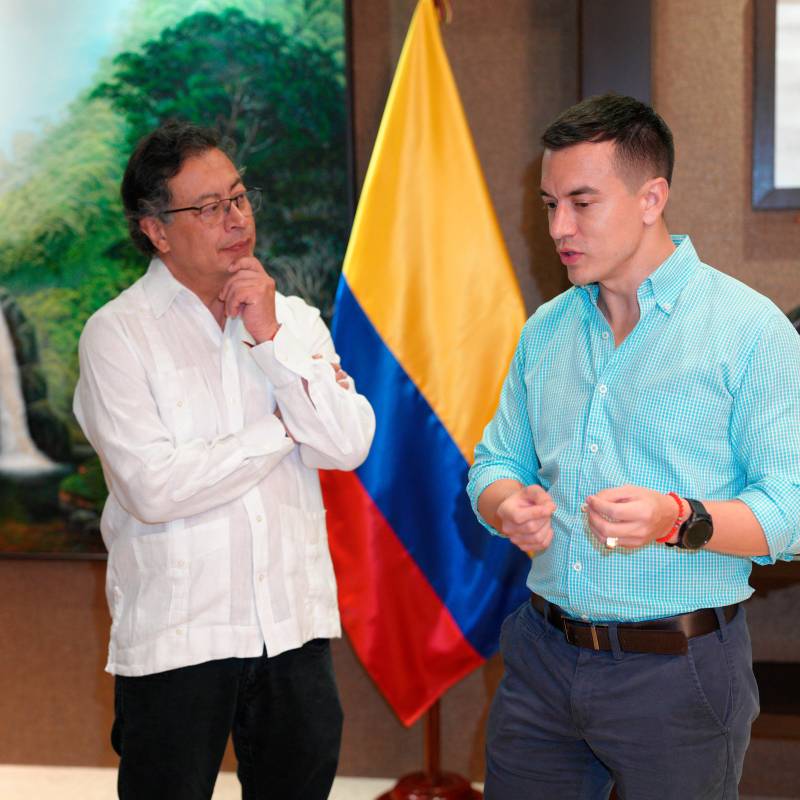El presidente de Ecuador, Daniel Noboa, y el mandatario colombiano, Gustavo Petro. Foto: Presidencia