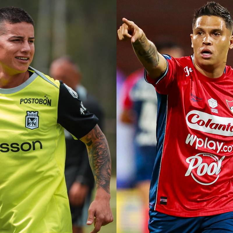 Los volantes James Rodríguez y Juan Fernando Quintero son los dos grandes referentes de las plantillas de Atlético Nacional e Independiente Medellín para el segundo semestre del año. Foto: Cortesía Nacional y Manuel Saldarriaga 