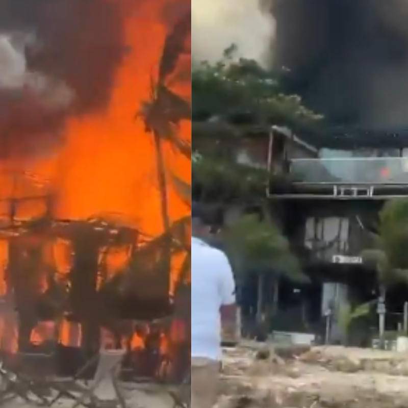 Los bomberos adelanta labores en la zona para el control de las llamas. FOTO: captura de video. 