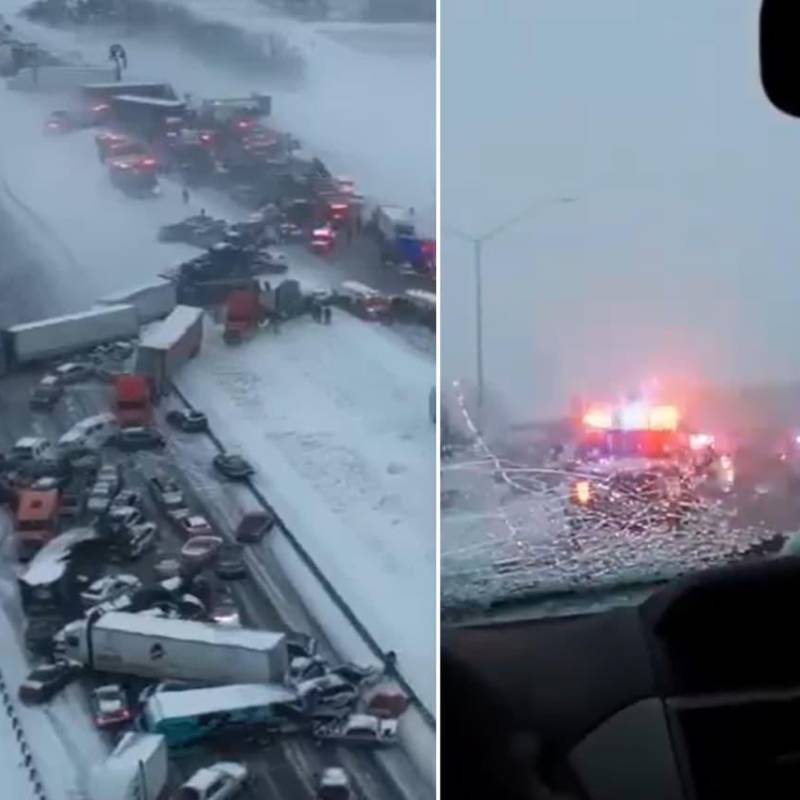 Mal tiempo en Indiana, Estados Unidos, provocó un choque múltiple de alrededor de 45 carros. FOTOS: Capturas de video 