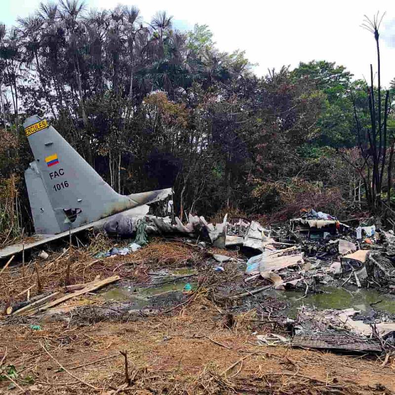 El avión de la Fuerza Aeroespacial Colombiana se accidentó el 23 de marzo de este año. Foto: AFP