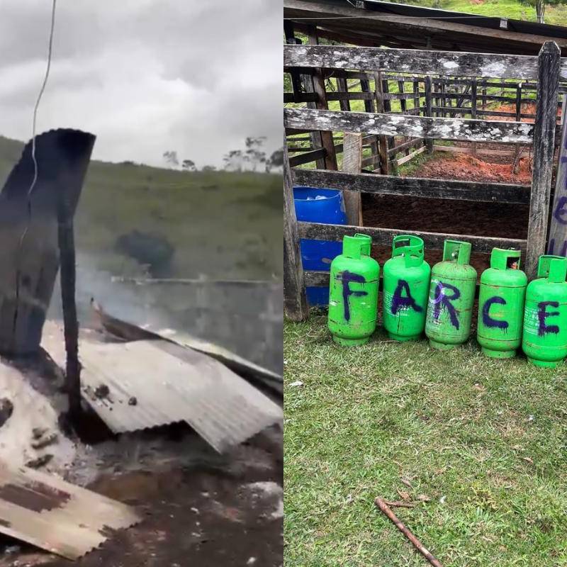 Las autoridades adelantan operativos de búsqueda en zona rural de Remedios tras el secuestro de cuatro personas y la quema de dos viviendas atribuida a las disidencias de las Farc. FOTO: Redes sociales.