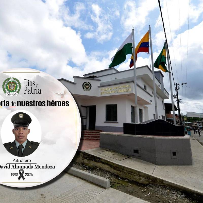 El patrullero José David Ahumada Mendoza fue asesinado durante la madrugada de este domingo en Timbiquí, Cauca, mientras prestaba servicio en la estación de policía. Foto: Cortesía y redes sociales
