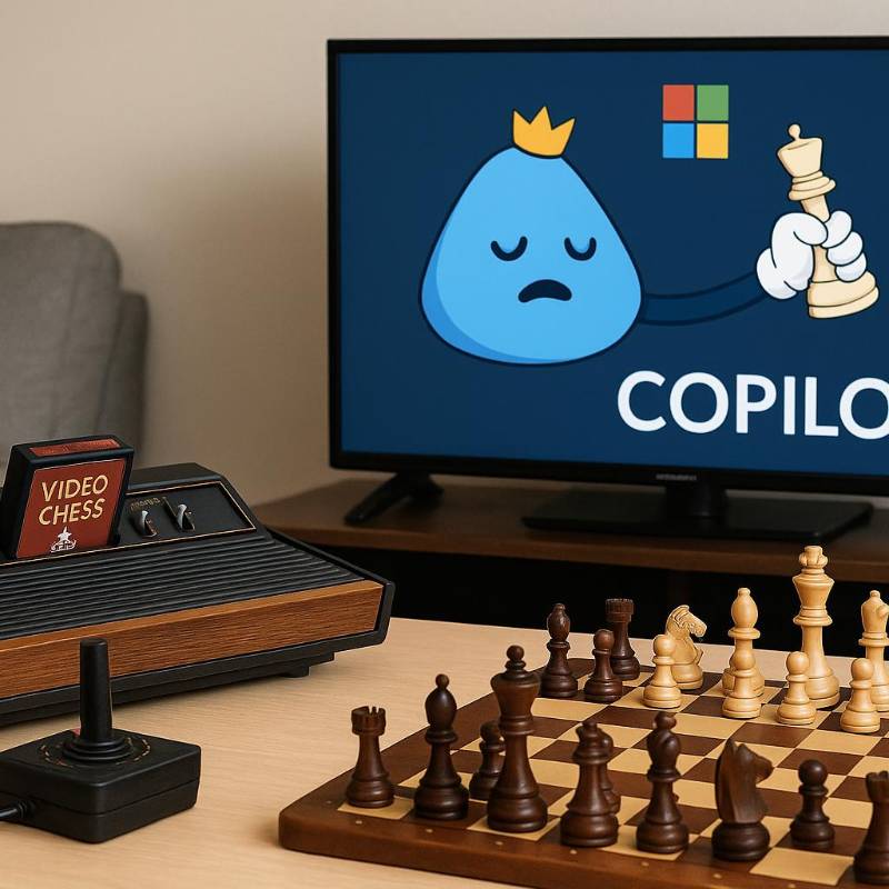 Microsoft Copilot perdió ante Video Chess del Atari 2600, resaltando los límites de los modelos de lenguaje para mantener el contexto en tareas continuas. FOTO: Creada con IA - EL COLOMBIANO