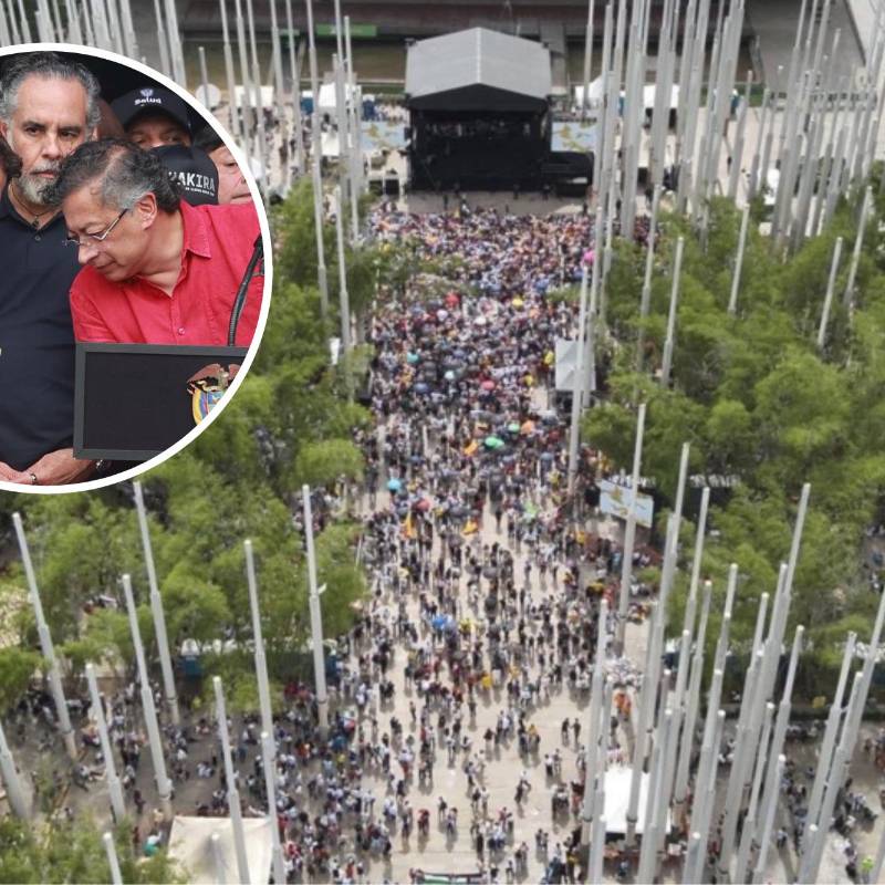 Panorámica del Parque de las Luces en Medellín durante la manifestación de Petro a las 3:30 p.m. de este viernes. Foto: gobernador de Antioquia, Andrés Julián Rendón - Detalle EL COLOMBIANO