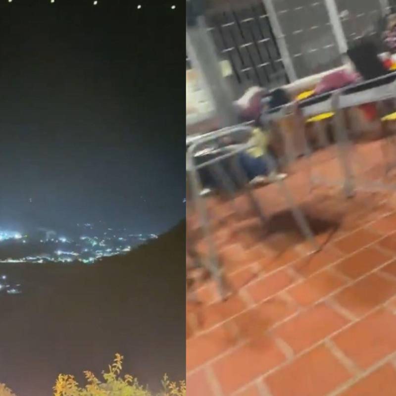 En medio de las ráfagas, estudiantes de una universidad tuvieron que resguardarse bajo los pupitres. Fotos: Captura de videos redes sociales