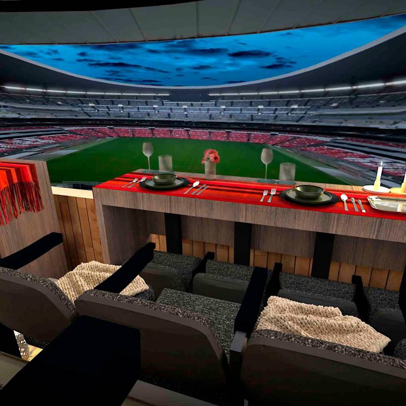 Este es un modelo de como lucirán las suites ubicadas en el Estadio Ciudad de México. FOTO: Airbnb