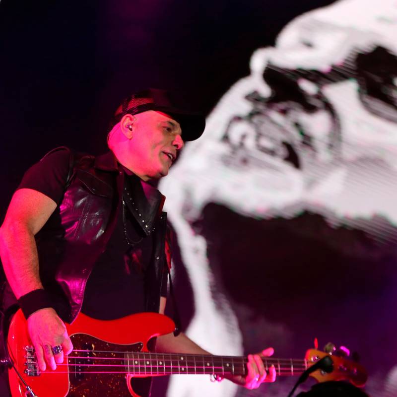 Zeta Bosio durante la presentación de la gira Gracias Totales en 2020 en Bogotá. Foto Colprensa. 
