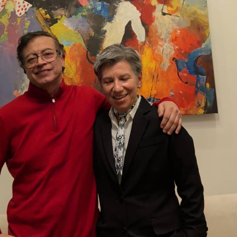 El expresidente Gustavo Petro y la exalcaldesa de Bogotá, Claudia López, en su reunión de cara a las elecciones de 2027. Foto: Redes sociales.