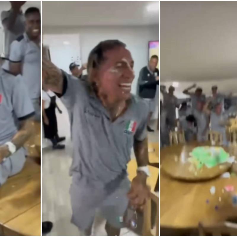 Dayro Moreno celebró de forma anticipada los 40 años junto con sus compañeros de Once Caldas tras la victoria por liga ante Envigado de local. FOTO: Captura video redes sociales @juanfcastano16