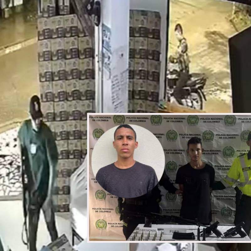 Adelante, los desmovilizados involucrados en el suceso. Atrás, la detención de uno de ellos. FOTO: imagen tomada de redes.